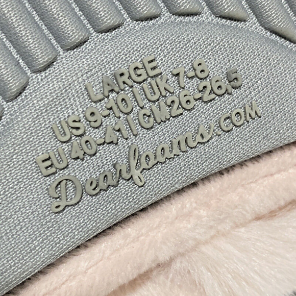 Dearfoams Pink Faux Fur Slippers Soft Crossover Padded Quilted Size L / 8-10 - Picture 8 of 9